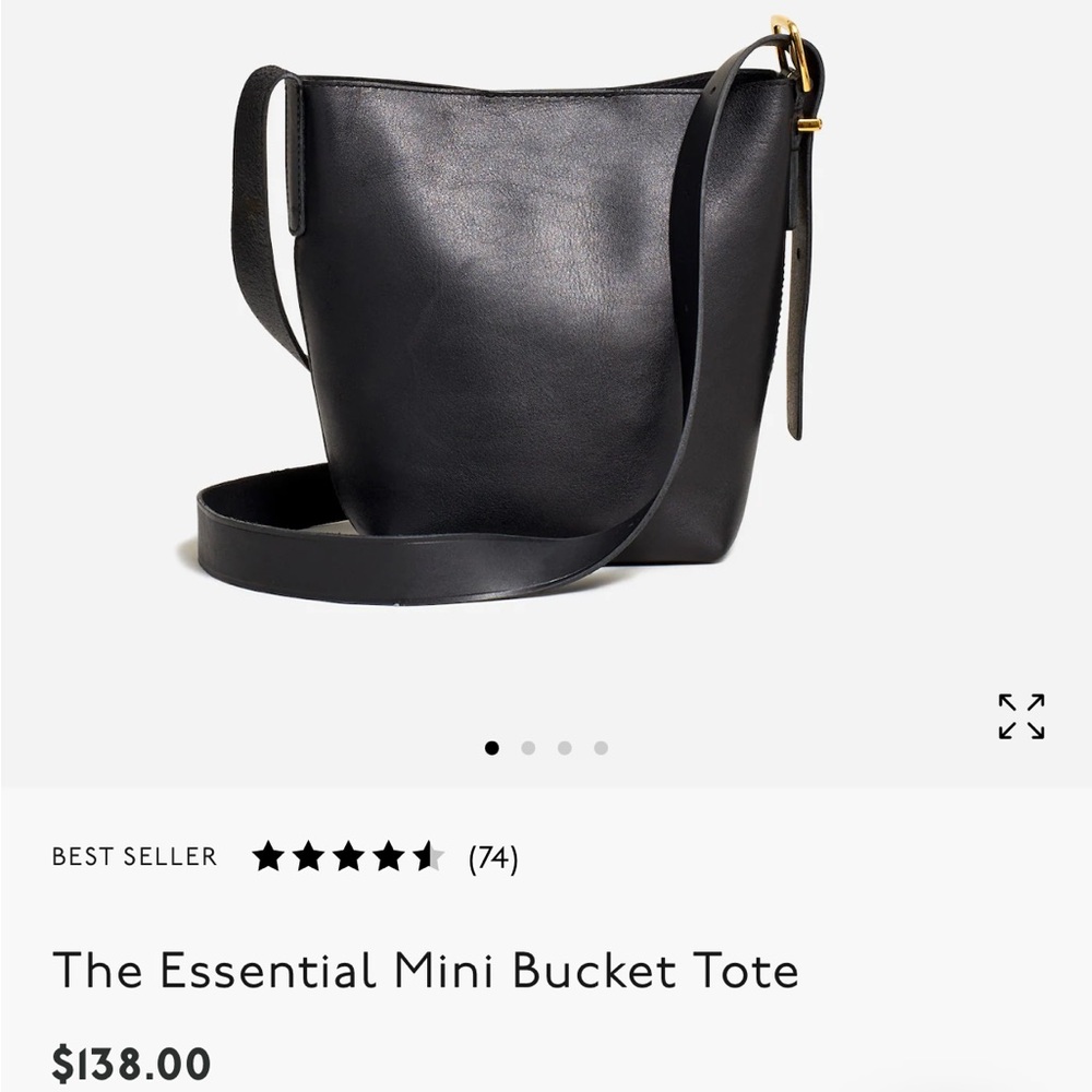 Madewell The Essential Mini Bucket Tote in black leather